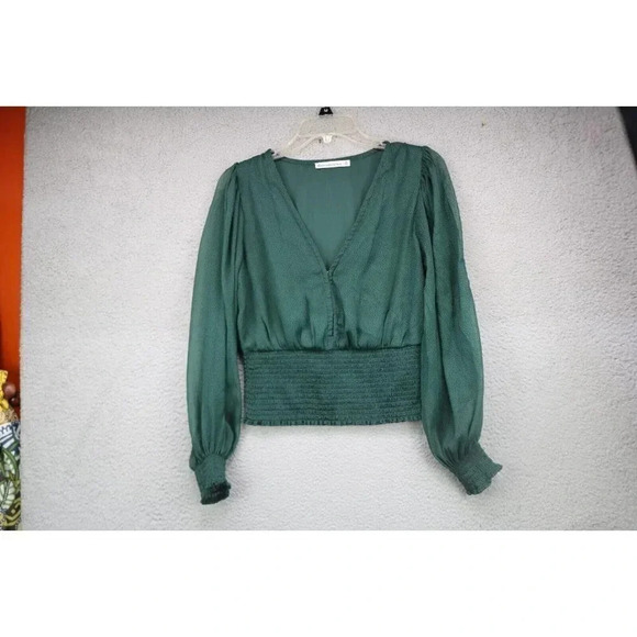 Abercrombie and Fitch Smocked Chiffon Women's Top-Size Medium-Balloon Sleeves - Picture 1 of 7